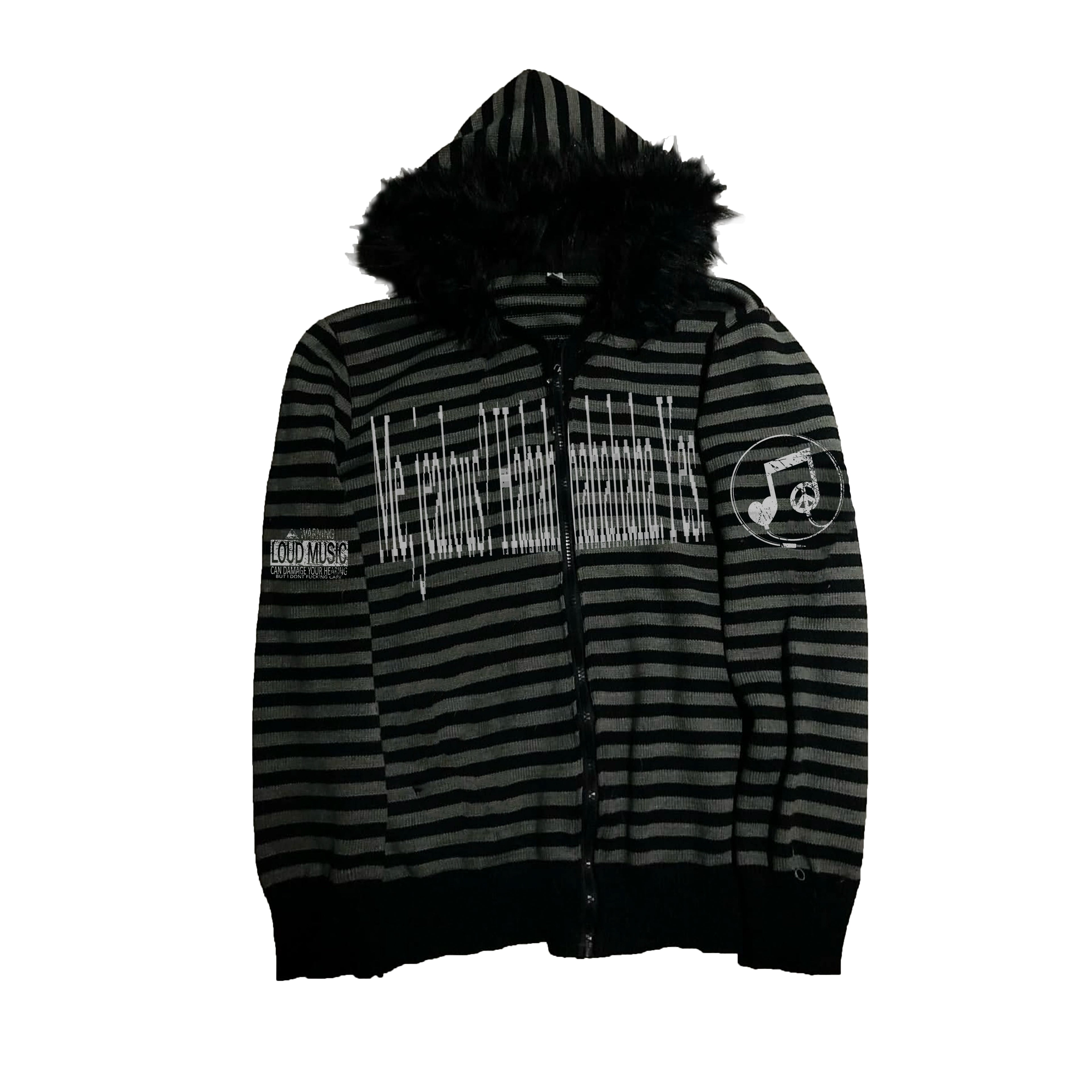 PAIKI Striped Sweater Cardigan Knitted Sweater Hooded Sweater