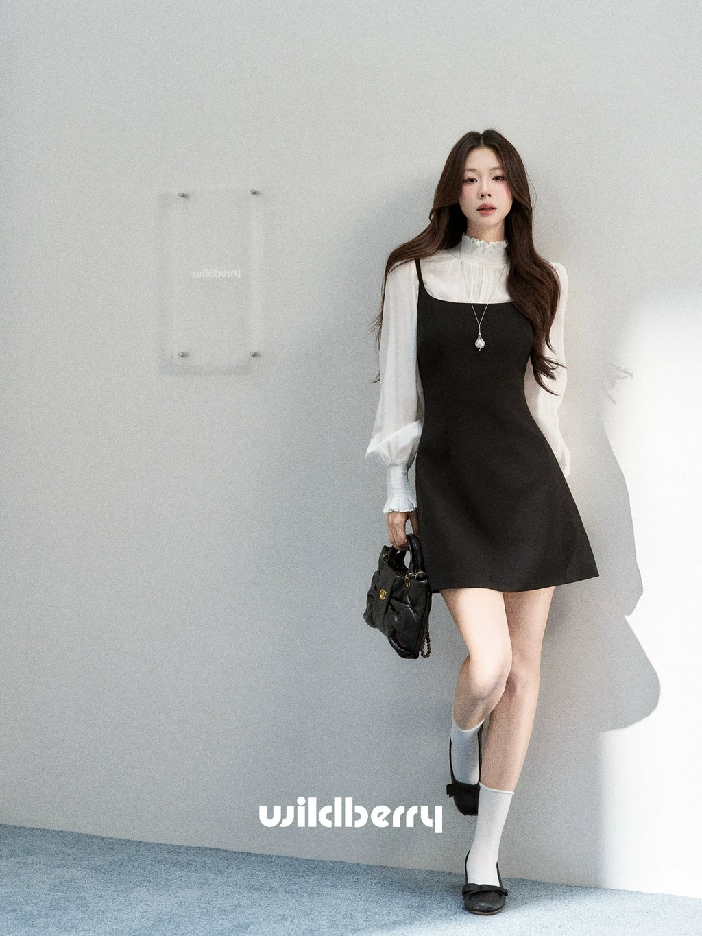 Wildberry Black Strap High-Waist A-Line Dress