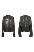 DETW 24AW Original Washed Diablo "Blood Axe" Rivet Vintage Vintage Street Premium Long Sleeve Tee