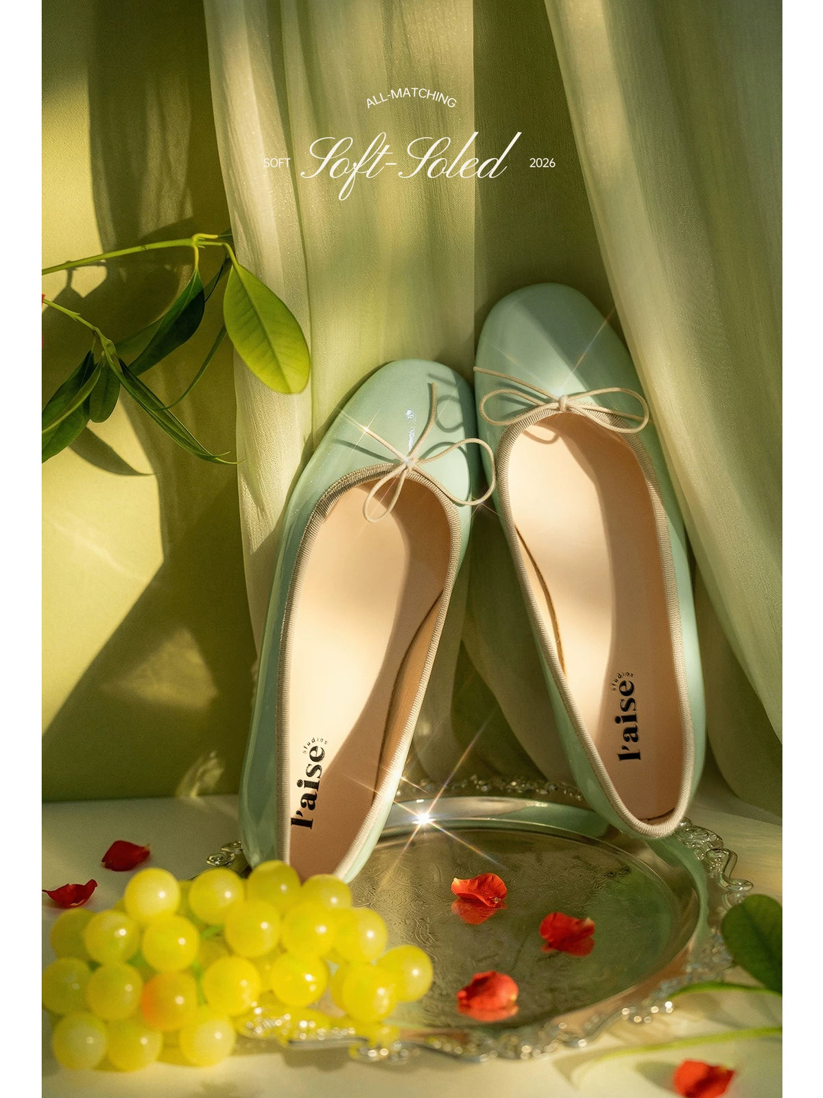 L'aise Patent Leather Bow Ballet Flat