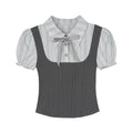 SagiDolls Sweet Schoolgirl Fake Corset Bubble Sleeve Two-Layer Top