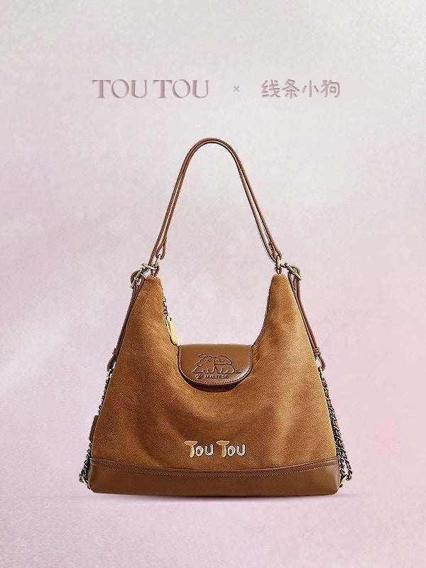 TOUTOU Faux Leather Zip-Top Tote Bag