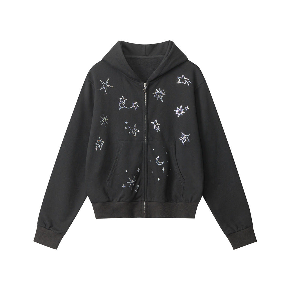 Nariele Hot Diamond Cardigan Zip Hooded Sweater