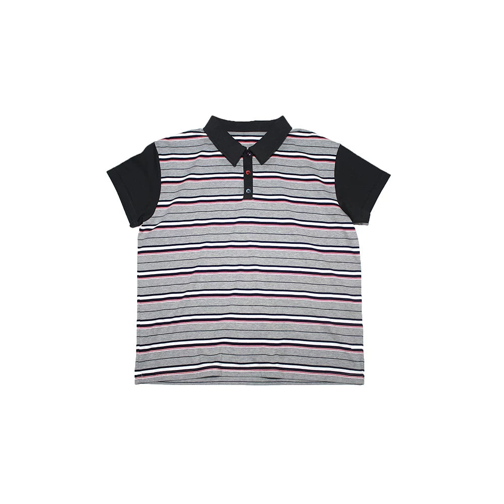DIMC Striped Contrast Collared Polo Tee