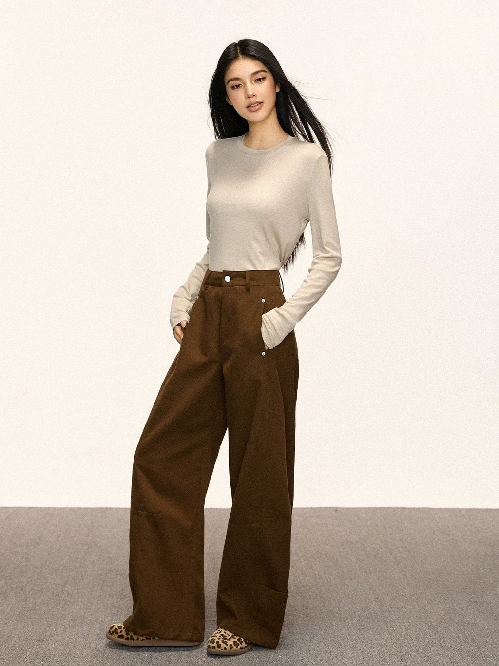 Cherry Melody Retro Slim Wide-leg Jeans