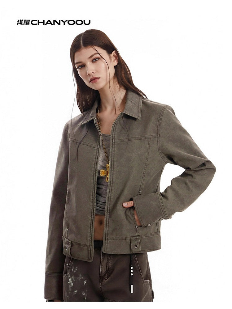 CHANYOOU Retro Short Slim and Thin Lapel Jacket