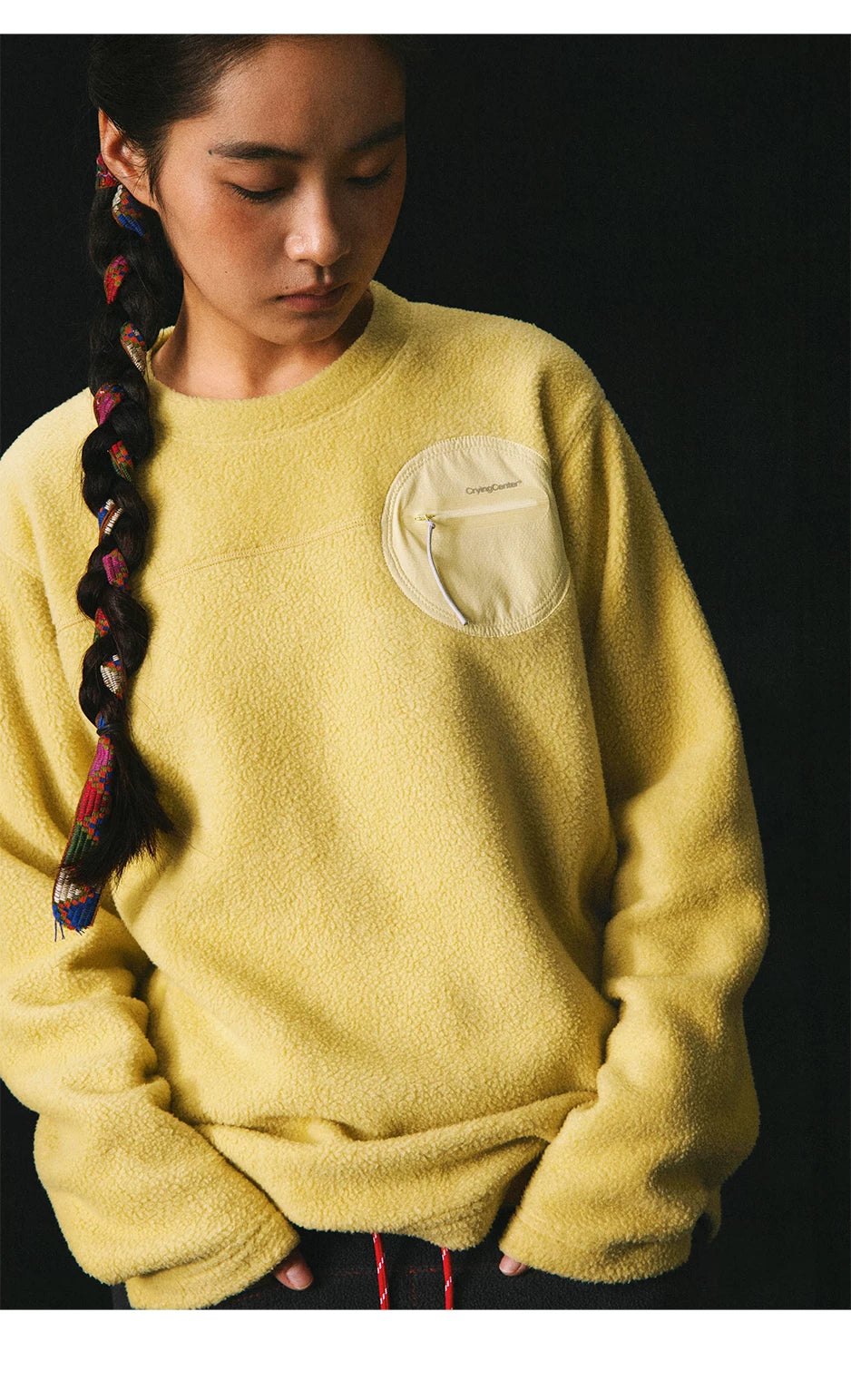 CryingCenter Small Disc Fleece Loose Pullover Sweater