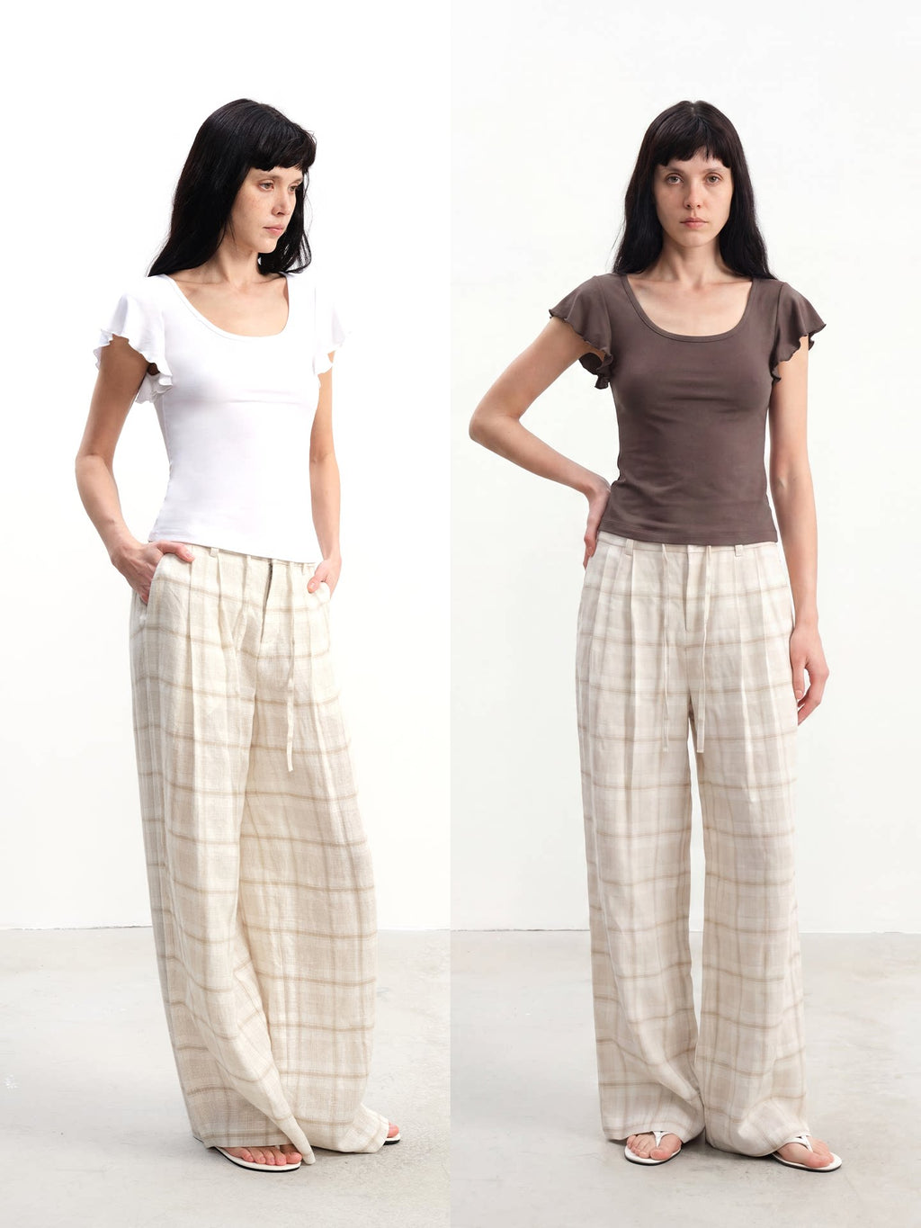 JCAESAR WOMEN Modal-Spandex Lace-Trim V-Neck Tee