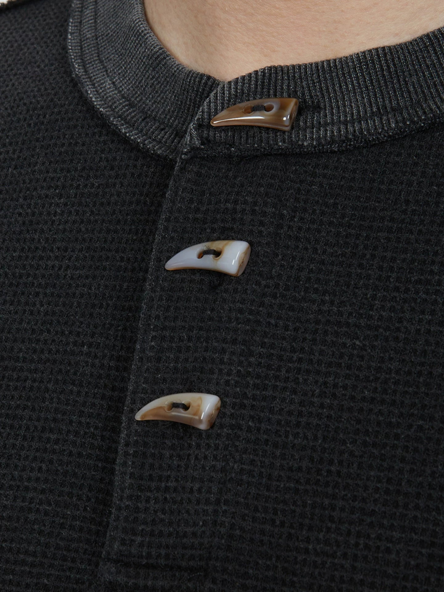 Remedy Vintage Henry Collar Rivet Waffle Long Sleeve