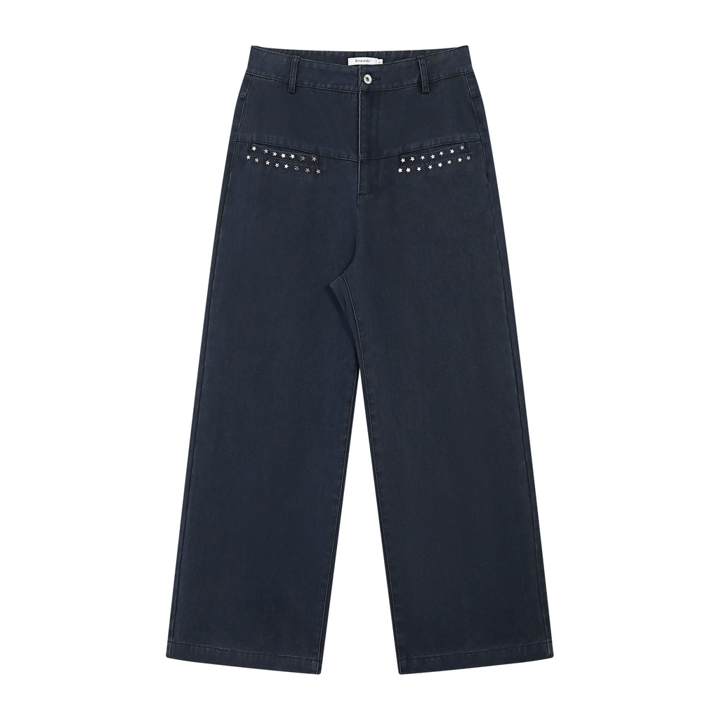 FUNKYFUN Star Rivet 400g Loose Straight Cargo Pants