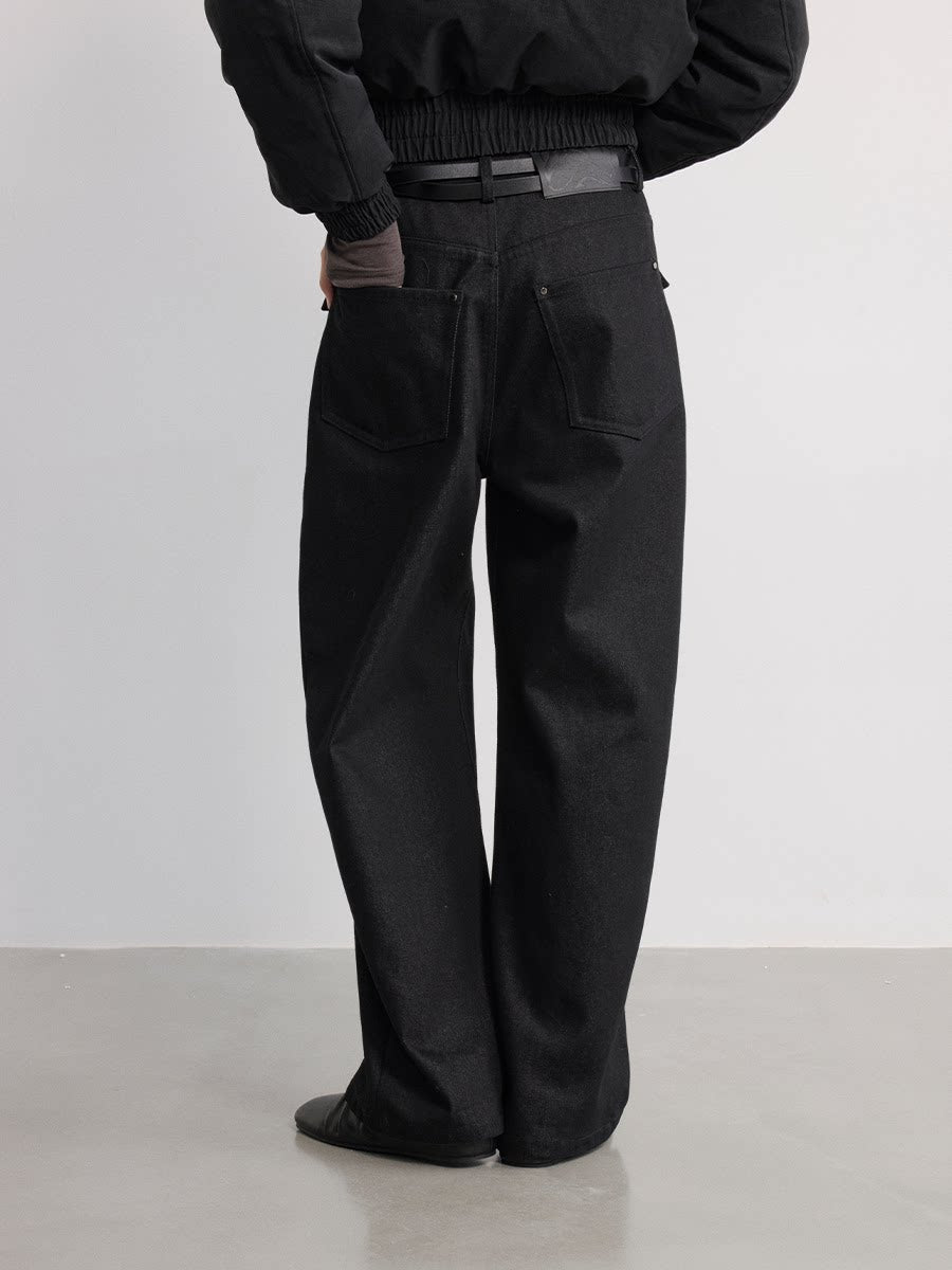 JCAESAR WOMEN Black Straight-Leg Mid-Rise Jeans