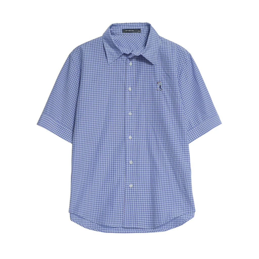 Unvesno Blue-White Plaid 400g Relaxed Shirt