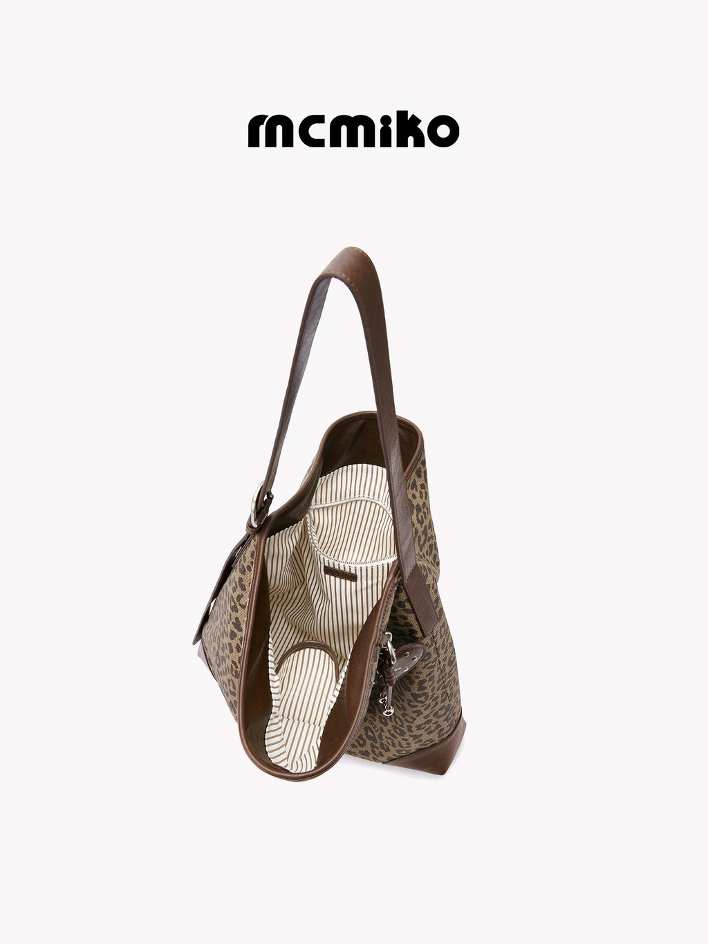 Mcmiko Leopard Print Faux Leather Zip-Top Shoulder Bag