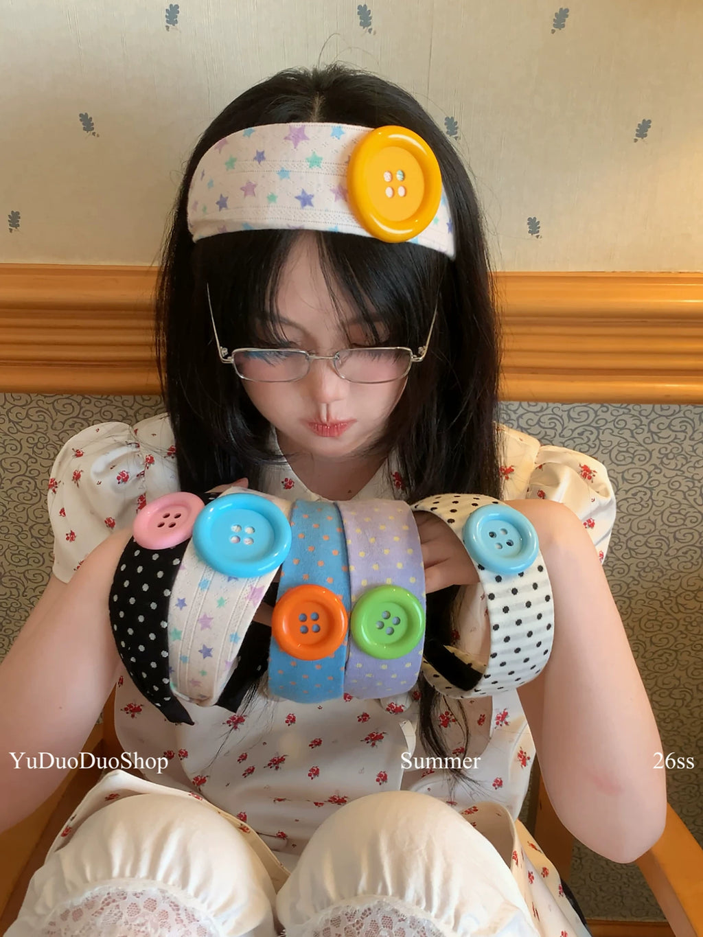 YuDuoDuo Polka Dot Star Accent Headband