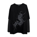 Wetbody Centipede Print Fake Two Long Sleeves