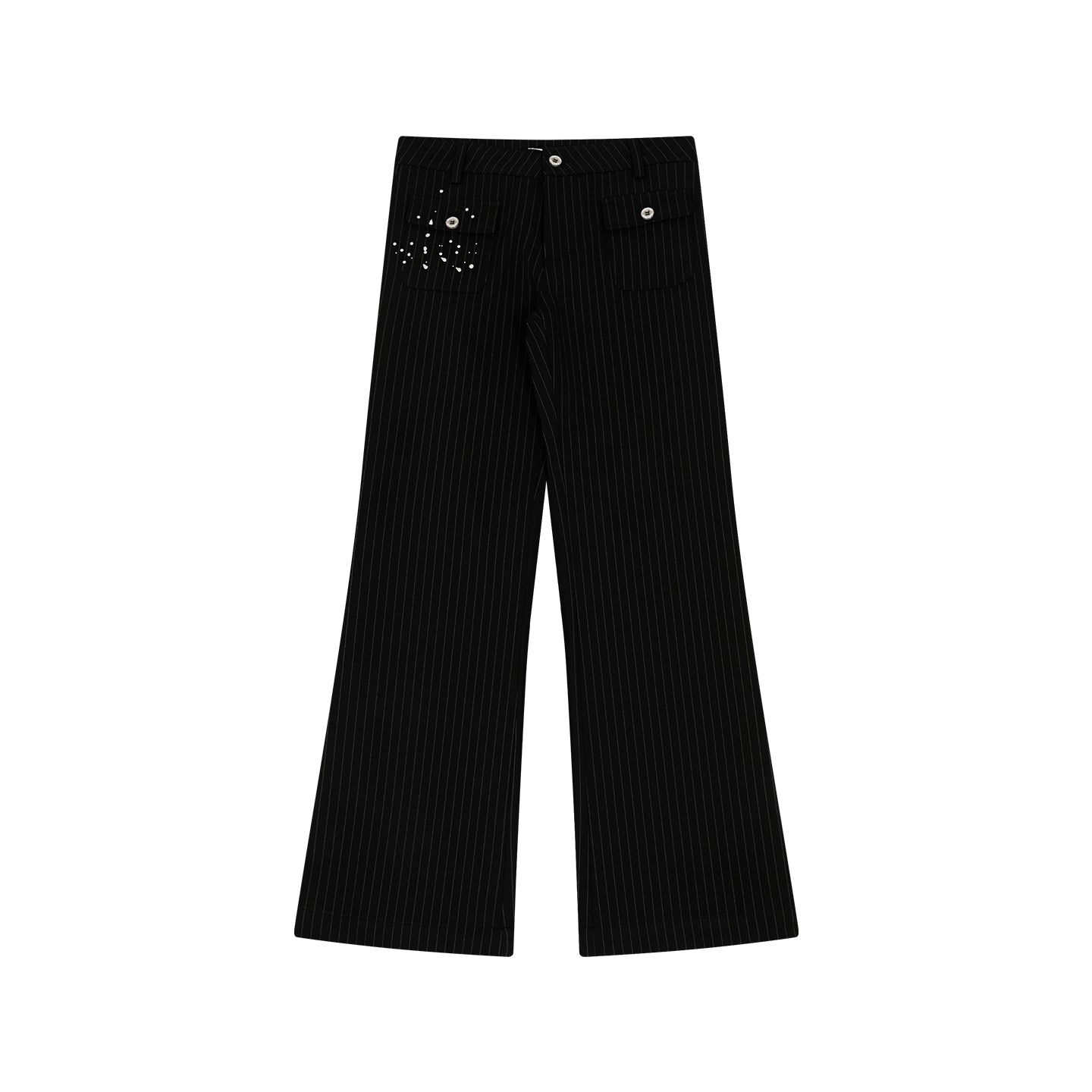 FUNKYFUN Medium and Low Waist Hot-drilled Pinstriped Flared Pants (Clearance)