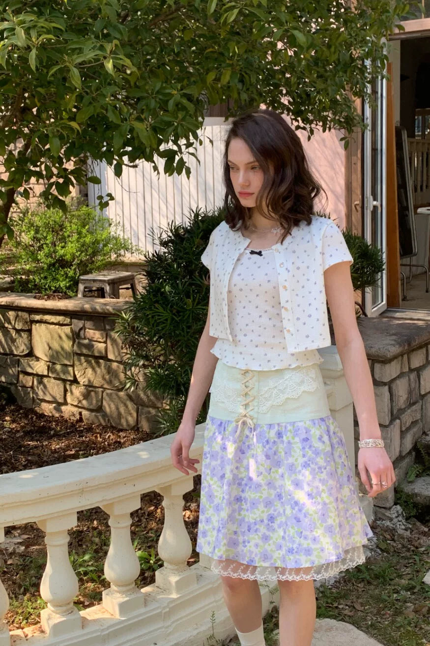 silvernorth lake Northlake Floral Lace High-Waist A-Line Skirt