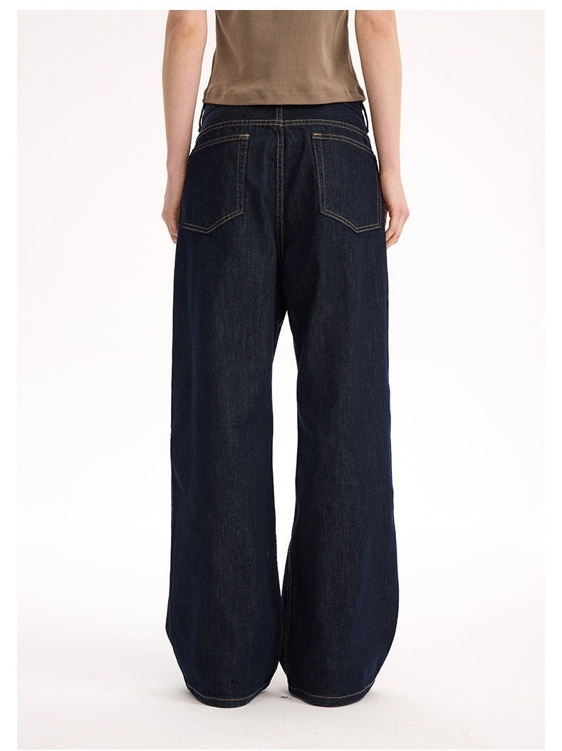 UNF 130z Dark Blue Raw Cow RAW Denim Loose Straight Jeans