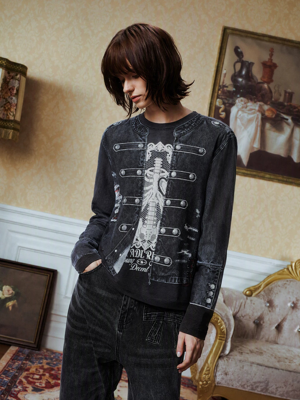 YADcrew Circus 3D-Printed Relaxed Long-Sleeve Tee