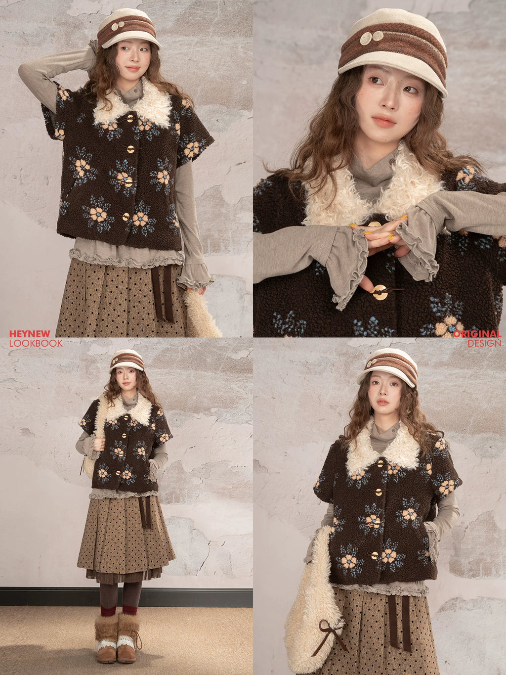 LOVEHEYNEW Lamb Wool Lapel Vest