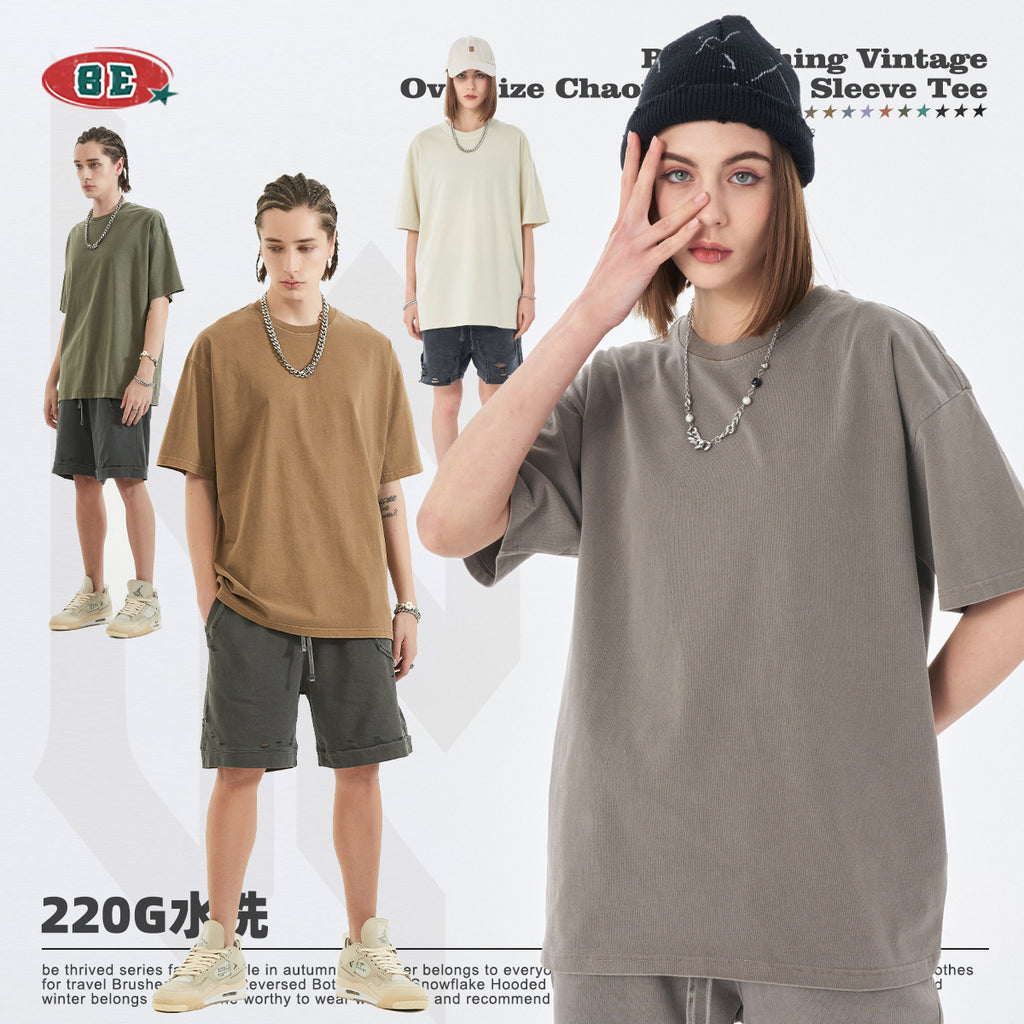BE THRIVED Vintage Washed 220g Breathable Loose-Fit Tee