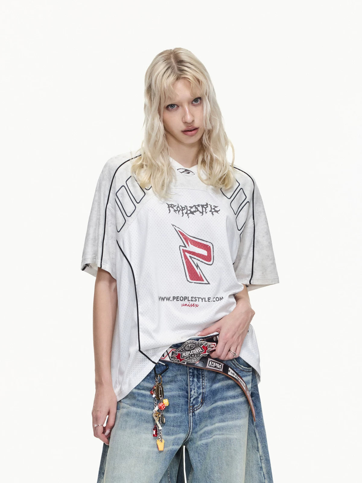 PEOPLESENSE Racing Quick-Dry Breathable Loose V-Neck Tee