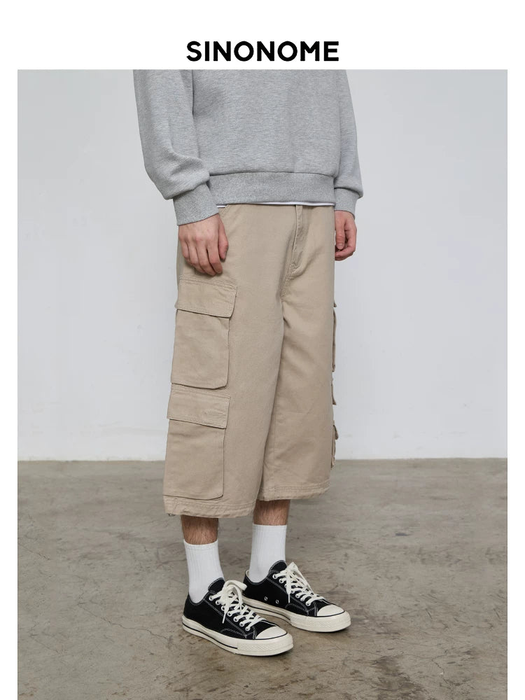 SINONOME Cotton Multi-Pocket Washed Cargo Shorts
