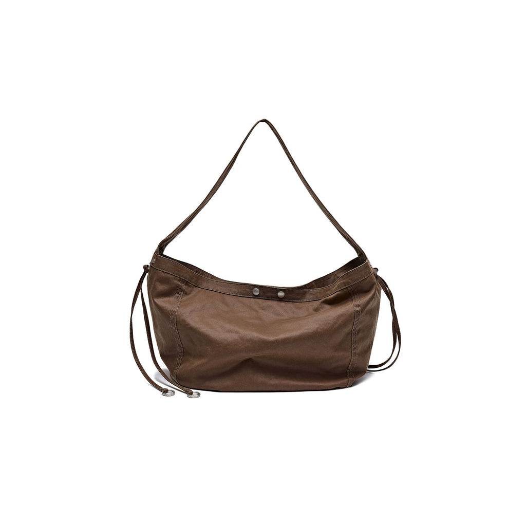 PARTIMENTO Washed Faux Leather Shoulder Bag - Snap Closure