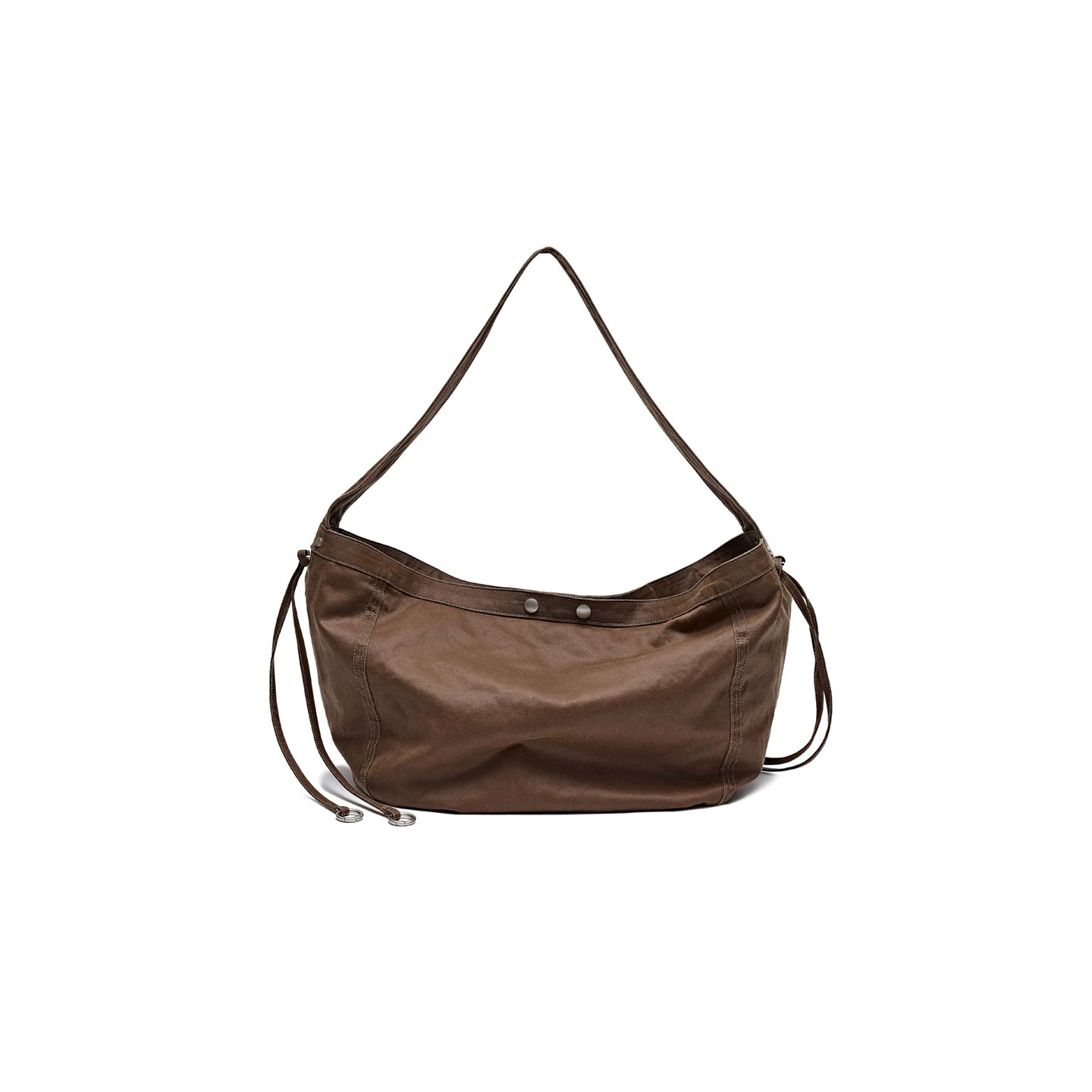 PARTIMENTO Washed Faux Leather Shoulder Bag - Snap Closure