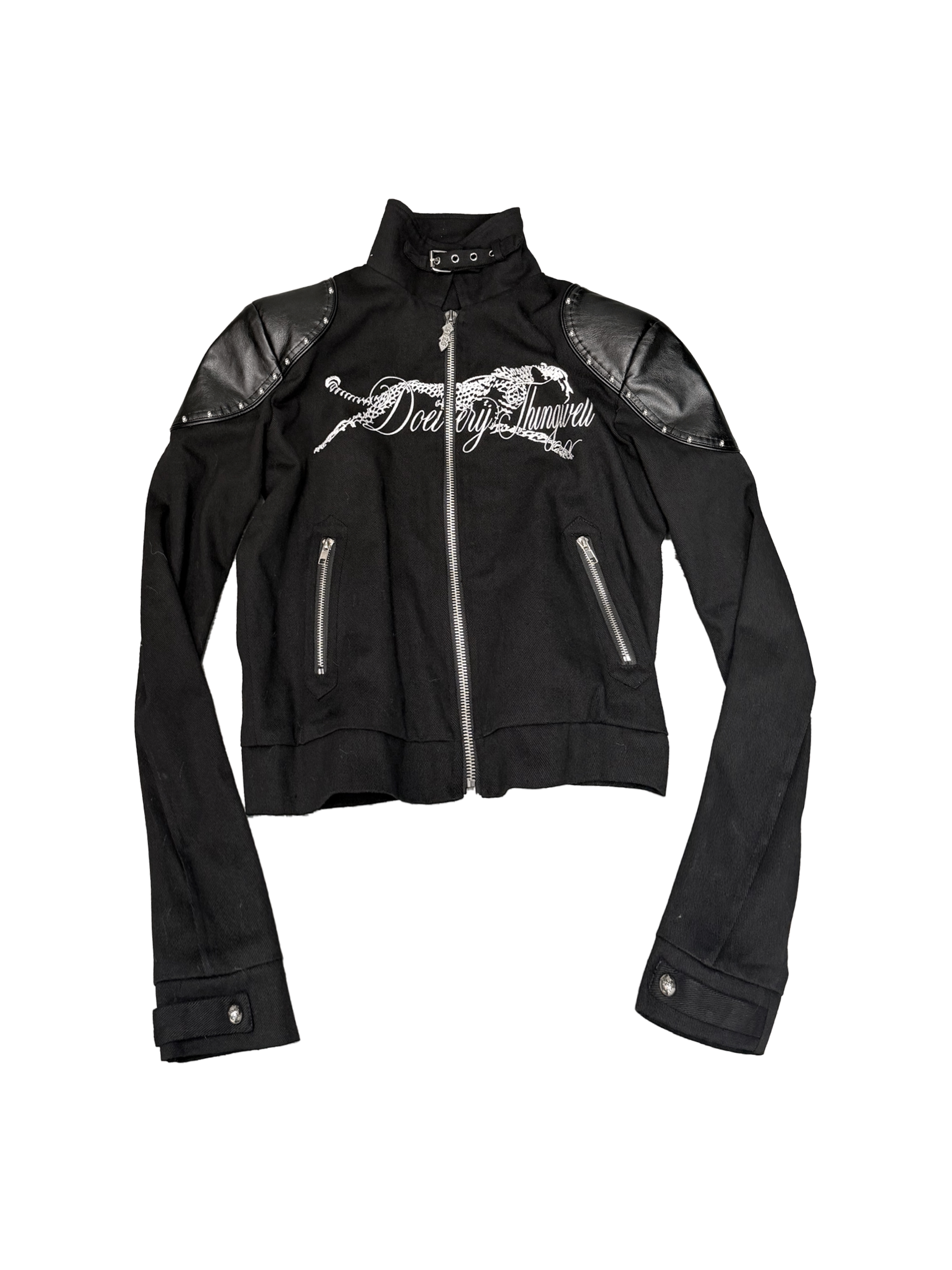 DETW Black Panther Studded Rhinestone Washed Jacket