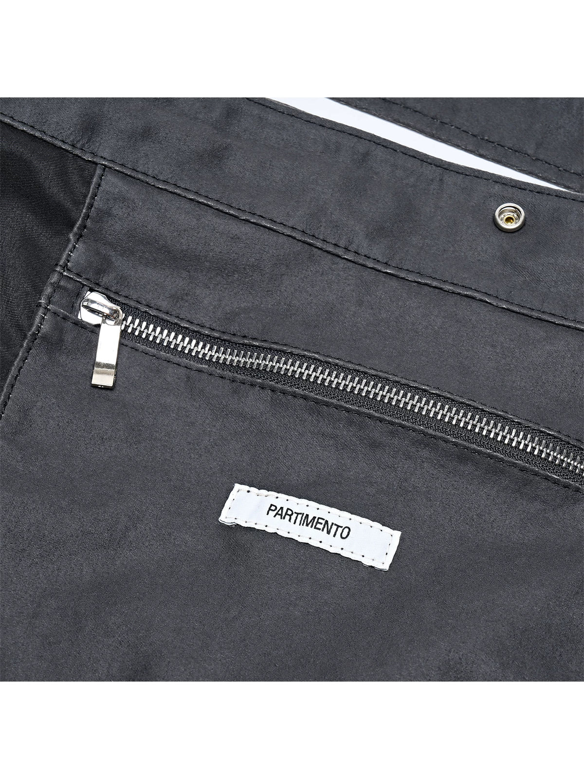 PARTIMENTO Black Faux Leather Shoulder Bag - Snap Closure