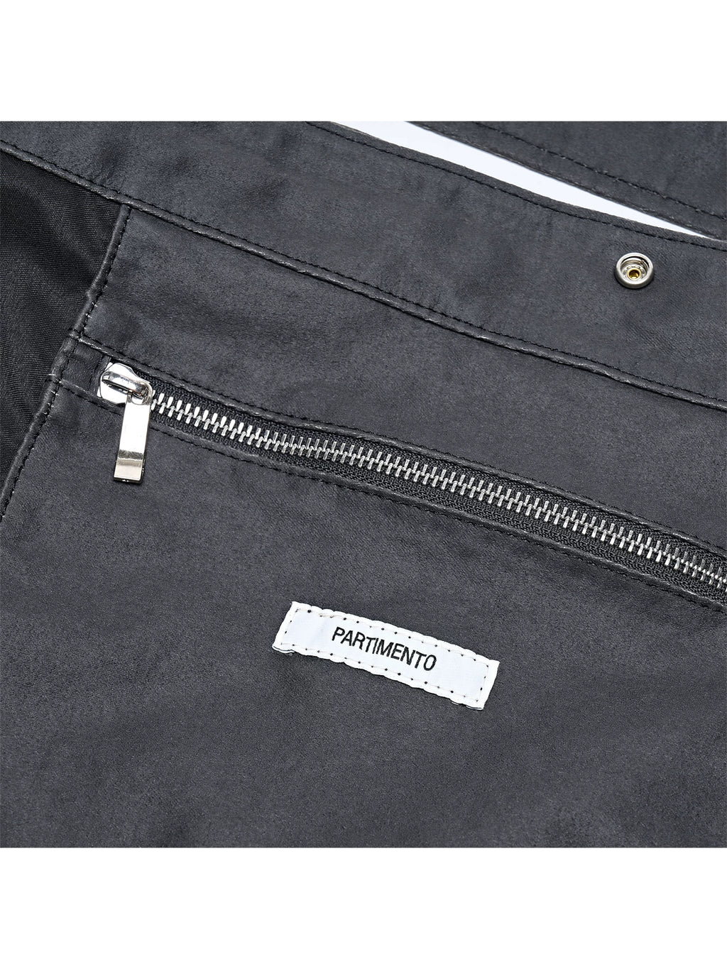 PARTIMENTO Washed Faux Leather Shoulder Bag - Snap Closure
