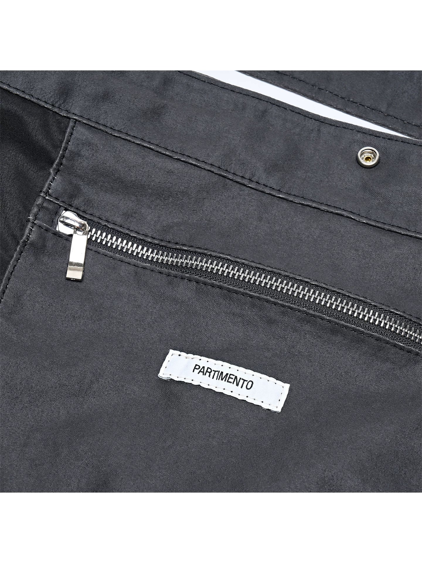 PARTIMENTO Washed Faux Leather Shoulder Bag - Snap Closure