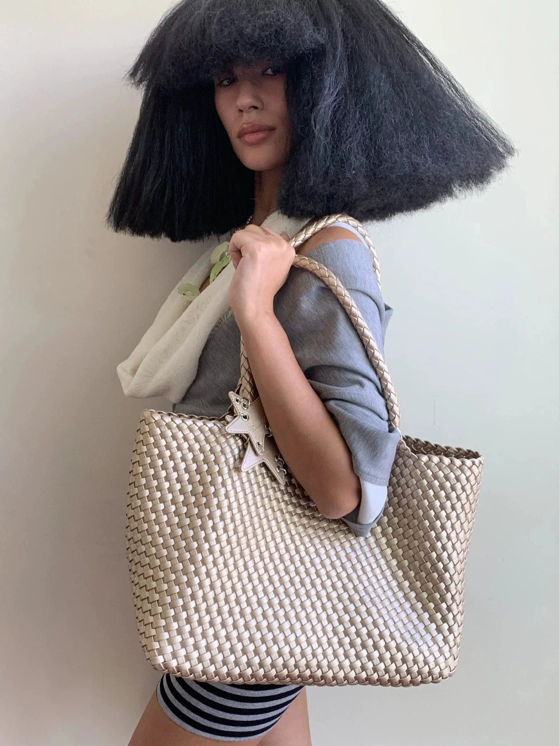 ECODAY Woven Tote Shoulder Carry Large Capacity Bag