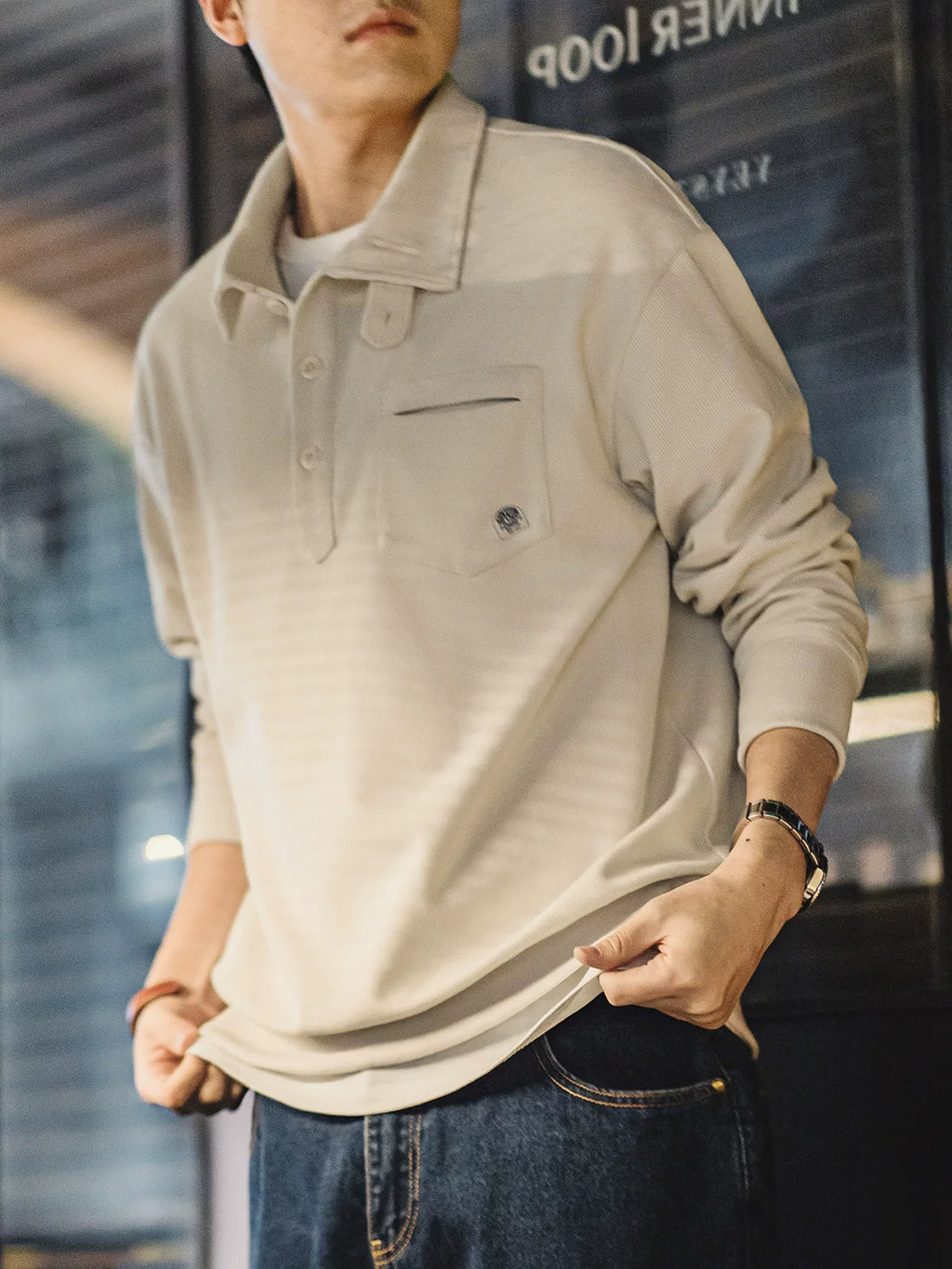 Madden casual semi-open collar knitted Polo shirt