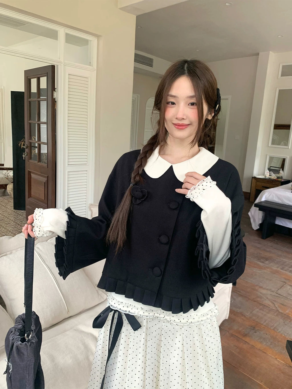 MUCHA Polka Dot Skirt Blazer Suit