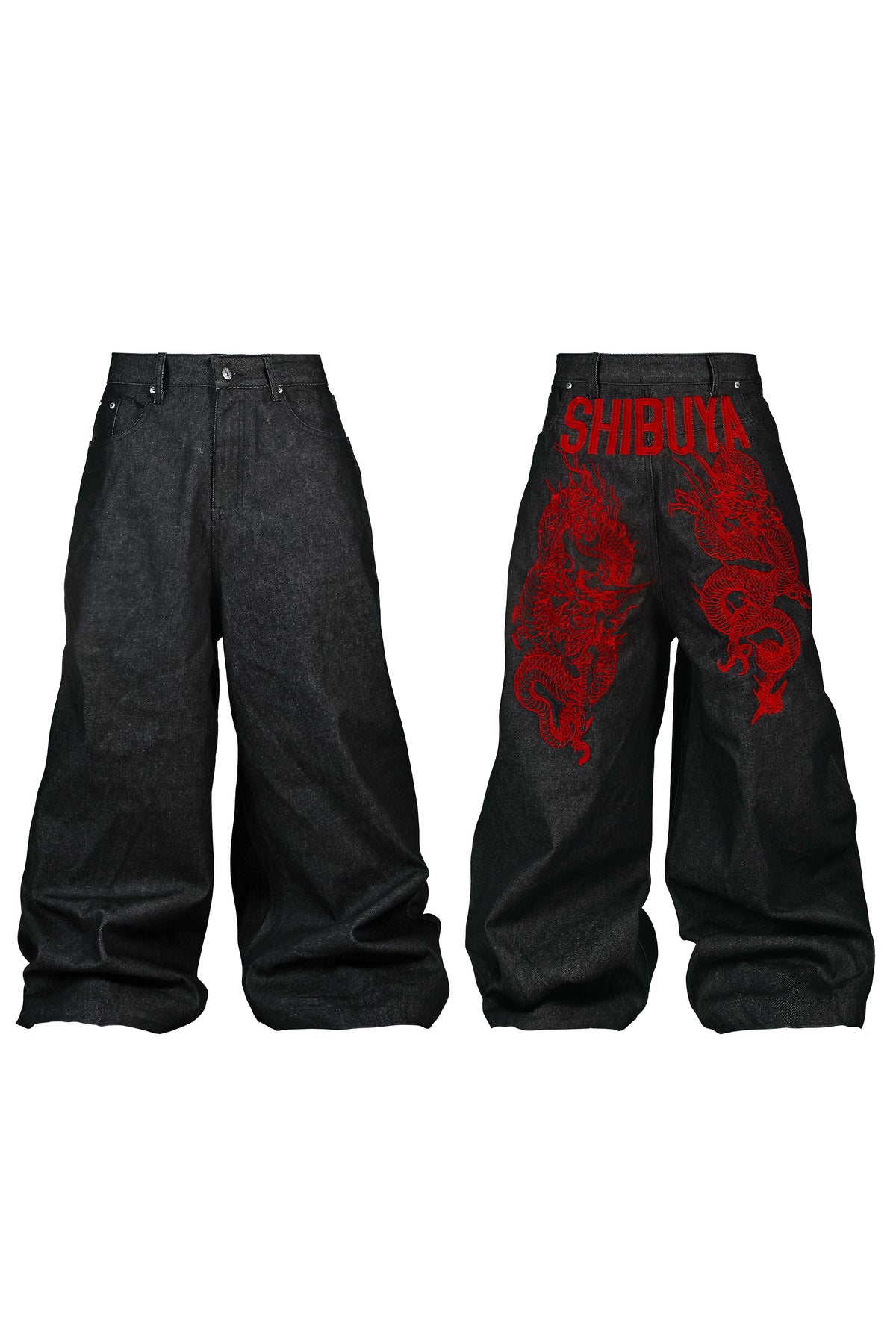 RYE CHASIN ya Dragon Embroidery Reversible Raw Denim Jeans