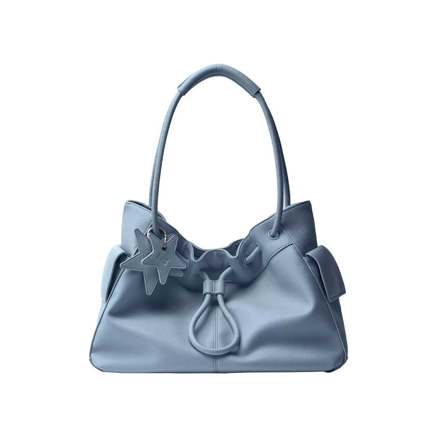 ECODAY Pebble Grain Faux Leather Drawstring Boston Bag