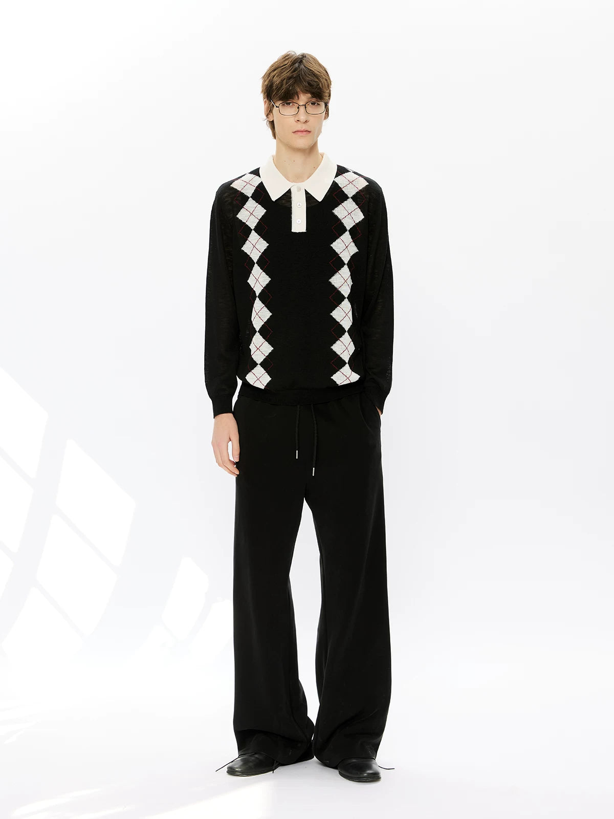 KREATE Edinburgh Diamond 100% Lyocell Knit Long-Sleeve Polo