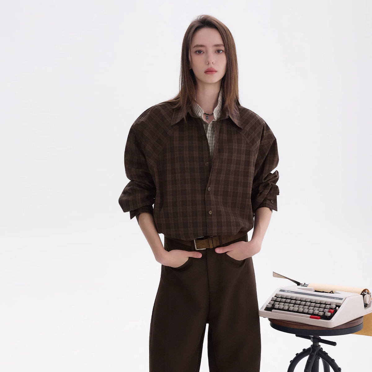 CHOR Raglan Plaid Long-Sleeve Shirt