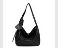 JACD Black Tote Large Capacity Soft Leather Shoulder Messenger Bag