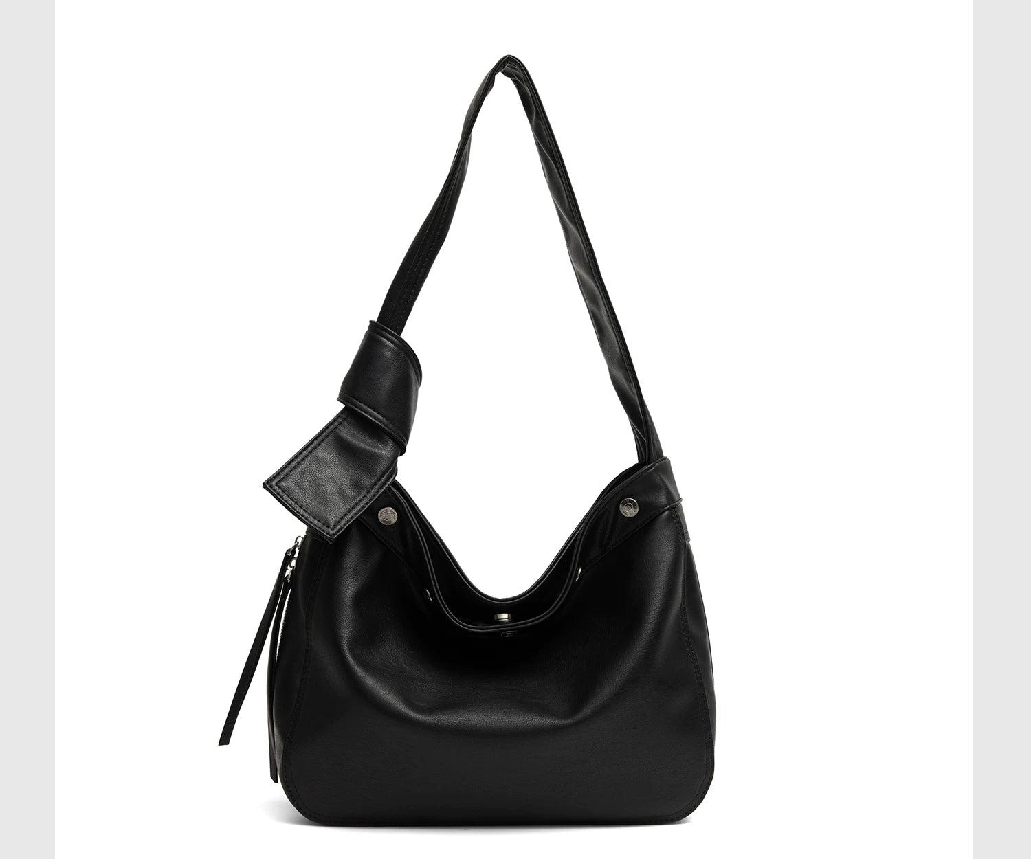 JACD Black Tote Large Capacity Soft Leather Shoulder Messenger Bag