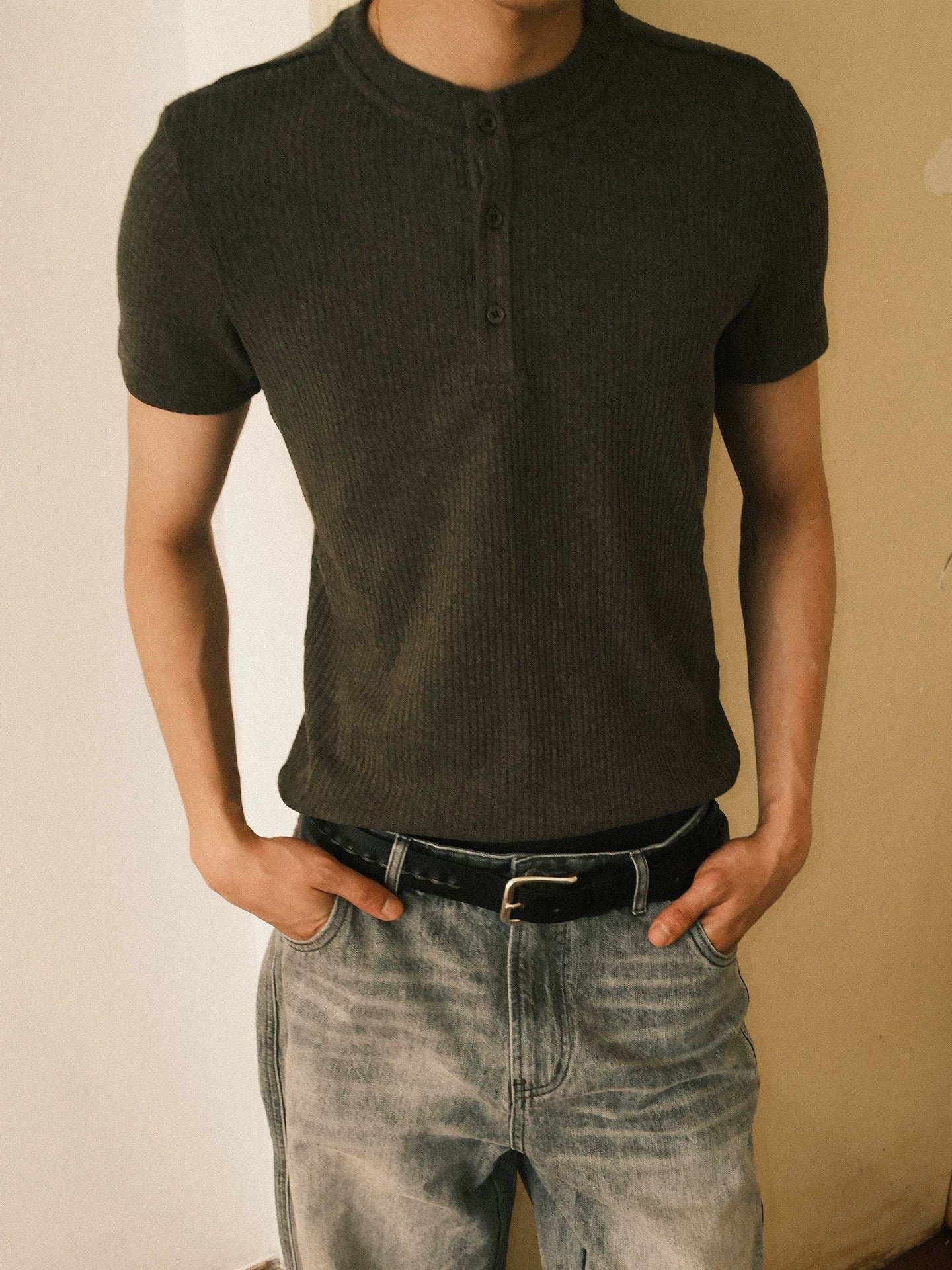 TERRAINCOGNITA Henry Collar Woolen Skin-friendly Tee