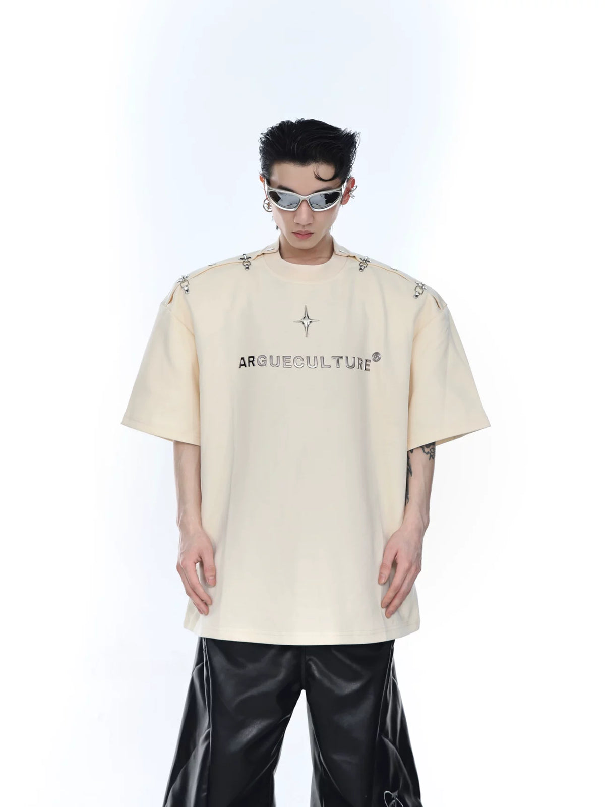 ArguE CulturE Metal Plane Buckle 3D Wrinkle-Resistant Oversized Tee