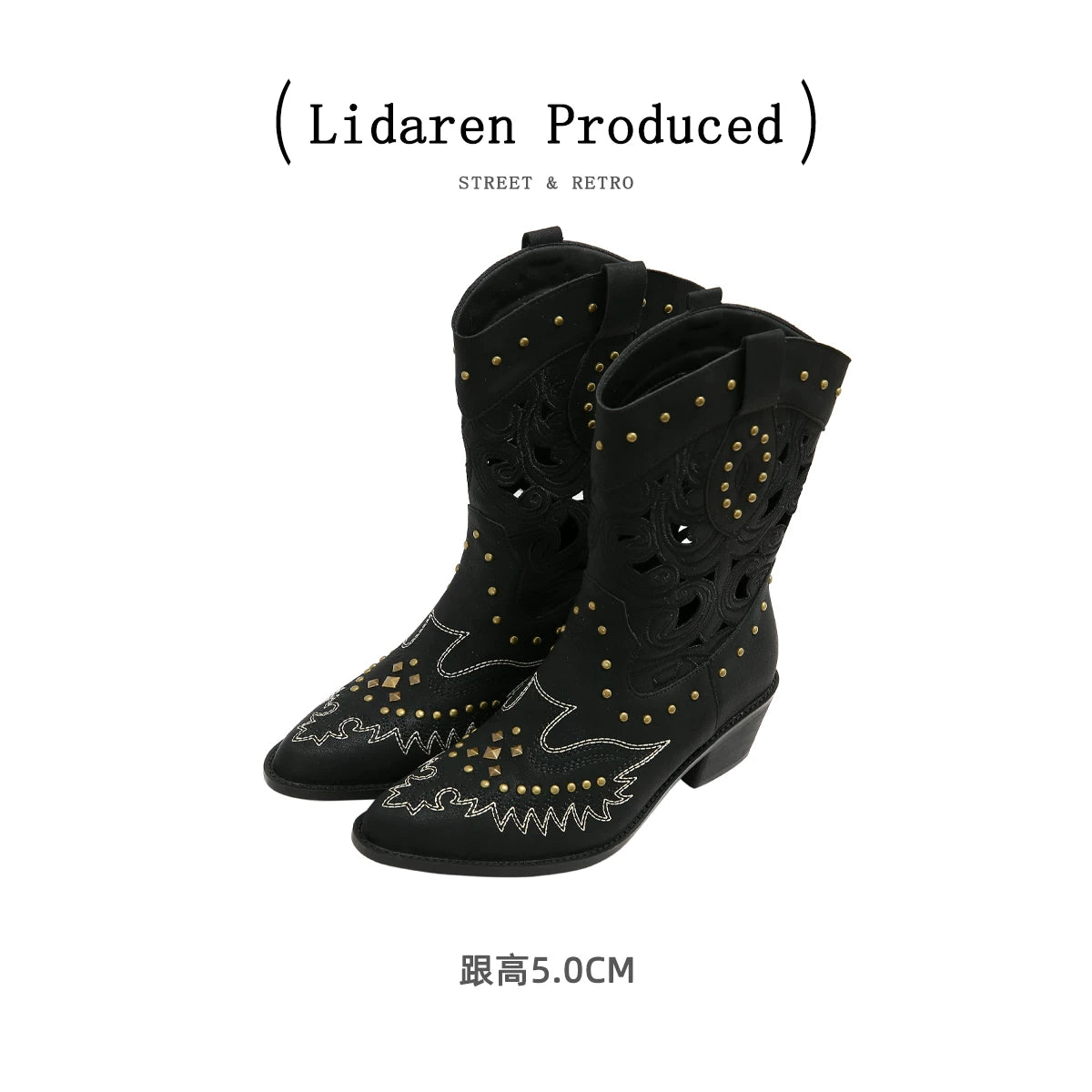 Lidaren Produced Embroidered Pointed-Toe Cowgirl Boot
