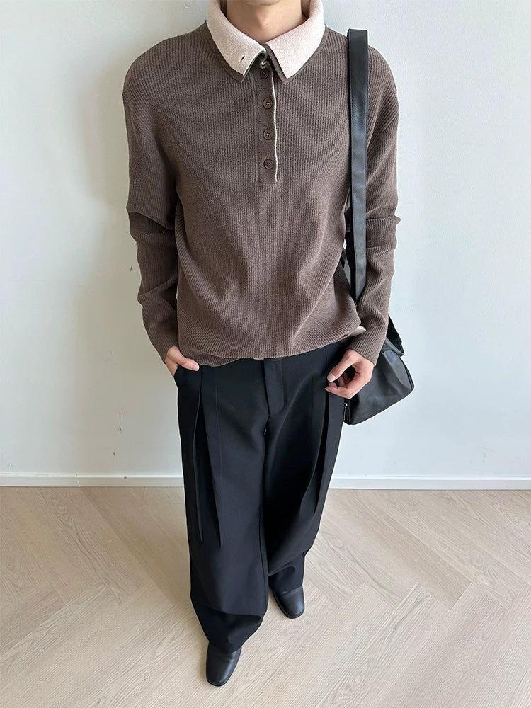 KREATE Double-neck Fake Two-piece Sweater Jacket