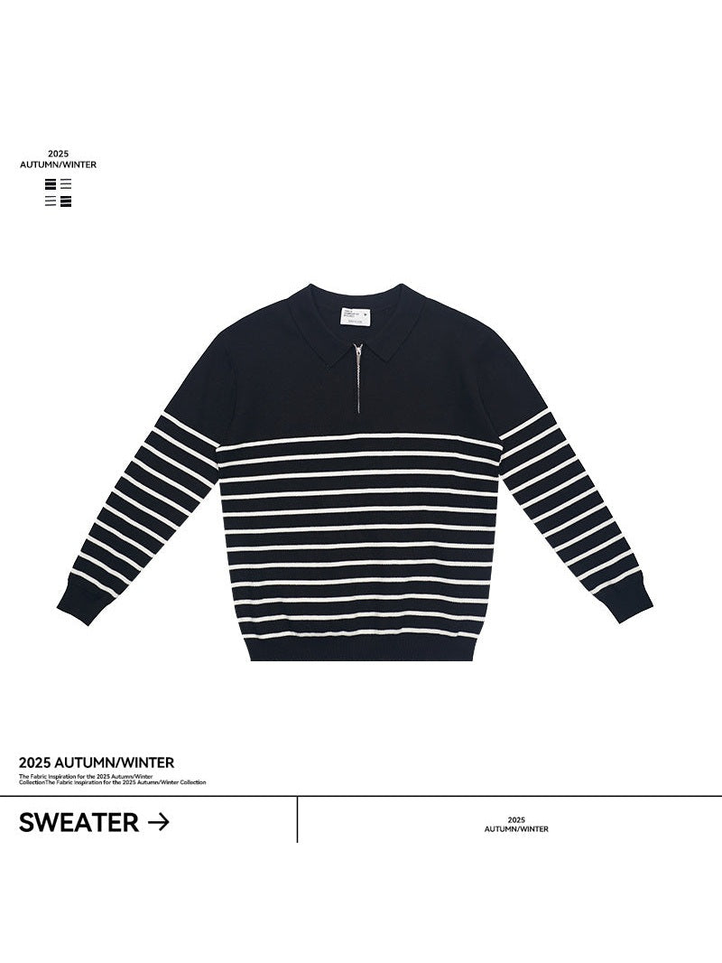 (Clearance) UNF Casual Contrast Striped Knitted Sweater