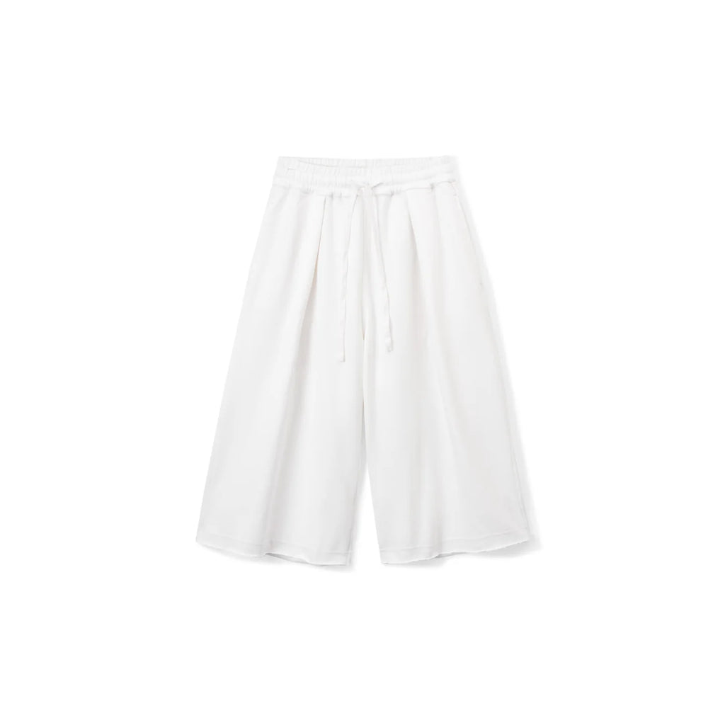 SUPERTOFU Wide-Leg Rolled-Hem Elastic Waist Capri Sweatpants
