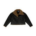 FUNKYFUN Leather Contrasting Spliced Cotton Jacket