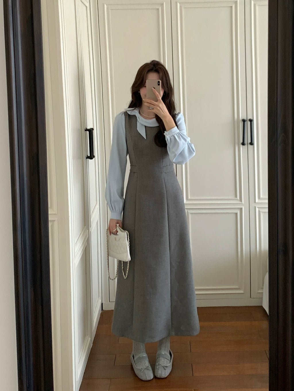 Even Korean Fake Two Waist Dress